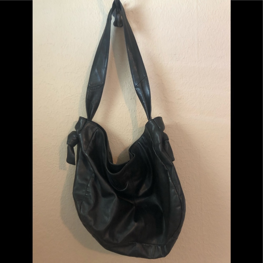 Garnet Hill Black LARGE Leather Bag GORGEOUS
